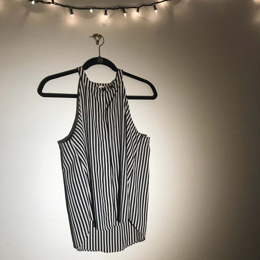 Cute Sleeveless Striped Blouse